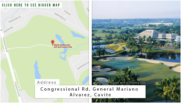 马尼拉南方森林高尔夫和乡村俱乐部位置，地图和地址